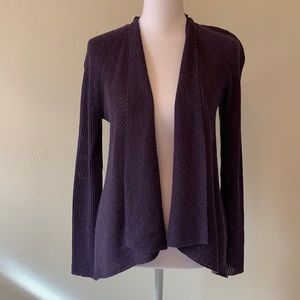 Eileen Fisher Fine Wool Cardigan. Petite M. NWT. Grape (purple)